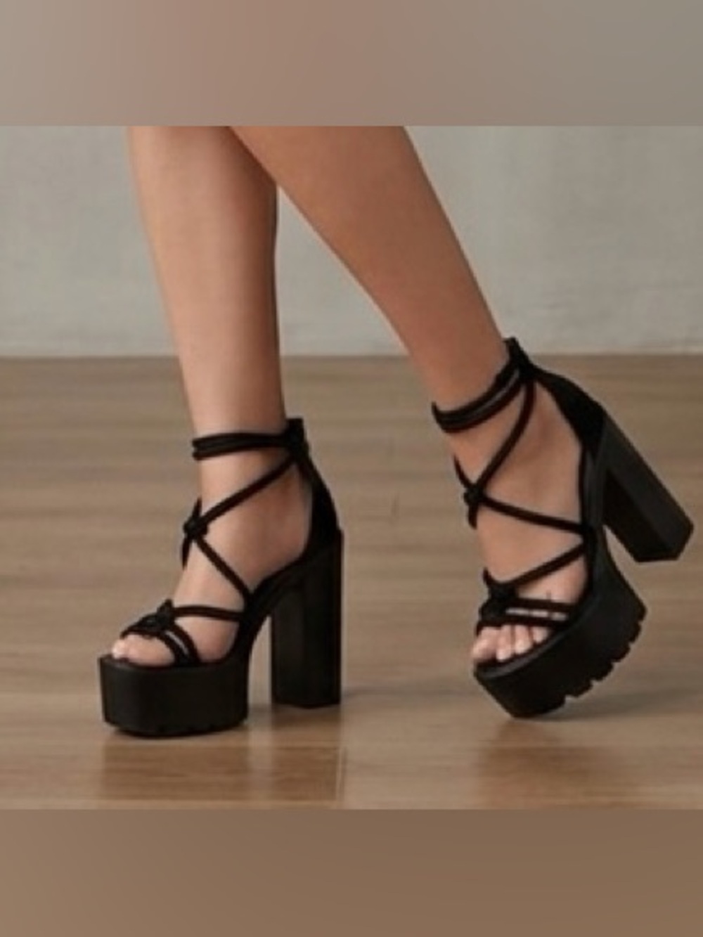Elevate Your Style: "Midnight Edge" Platform Strappy Heels 🖤✨